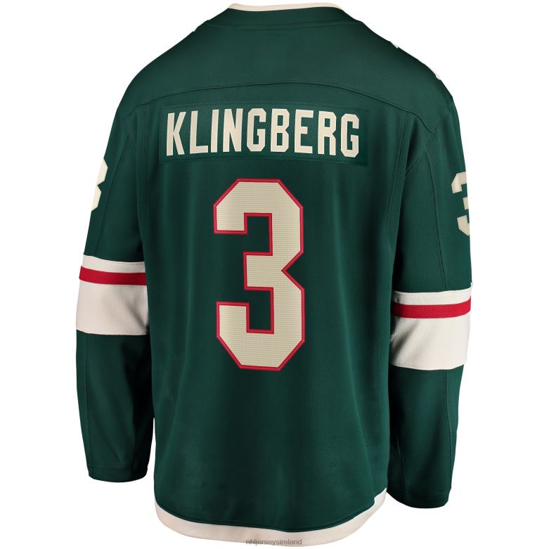 NHL Men Minnesota Wild John Klingberg Fanatics Branded Green Home Breakaway Jersey D002V1332 Clothing
