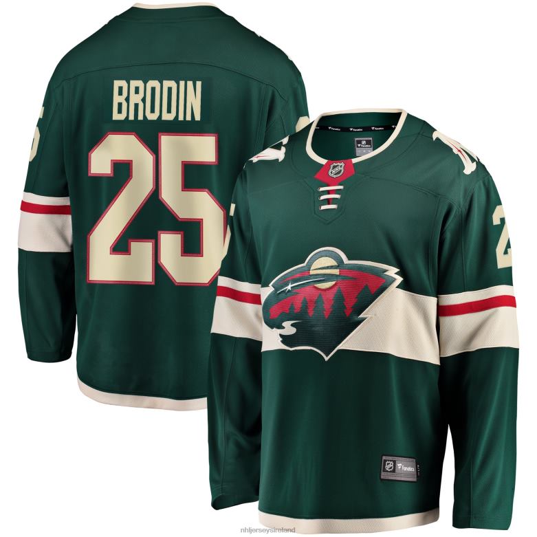 NHL Men Minnesota Wild Jonas Brodin Fanatics Branded Green Breakaway Jersey D002V574 Clothing