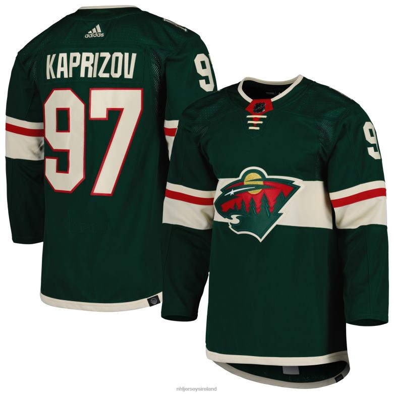 NHL Men Minnesota Wild Kirill Kaprizov Adidas Green Primegreen Authentic Pro Home Player Jersey D002V54 Clothing
