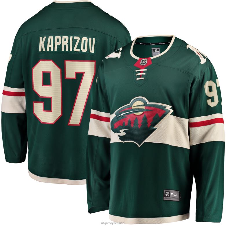 NHL Men Minnesota Wild Kirill Kaprizov Fanatics Branded Green Home Premier Breakaway Player Jersey D002V17 Clothing