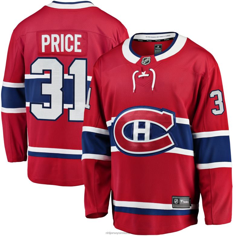 NHL Men Montreal Canadiens Carey Price Fanatics Branded Red Breakaway Player Jersey D002V1098 Clothing