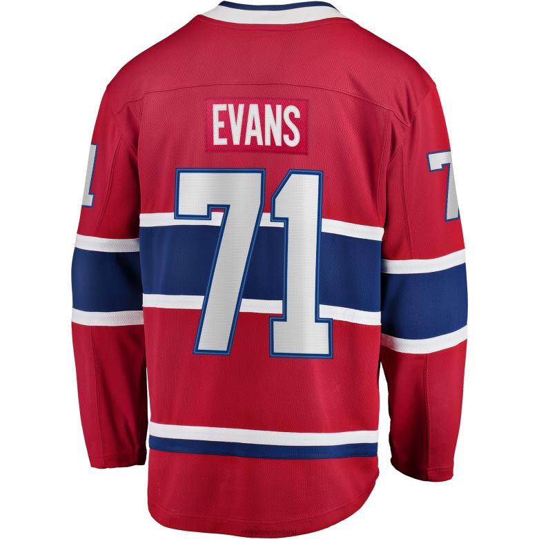 NHL Men Montreal Canadiens Jake Evans Fanatics Branded Red Home Breakaway Player Jersey D002V1828 Clothing