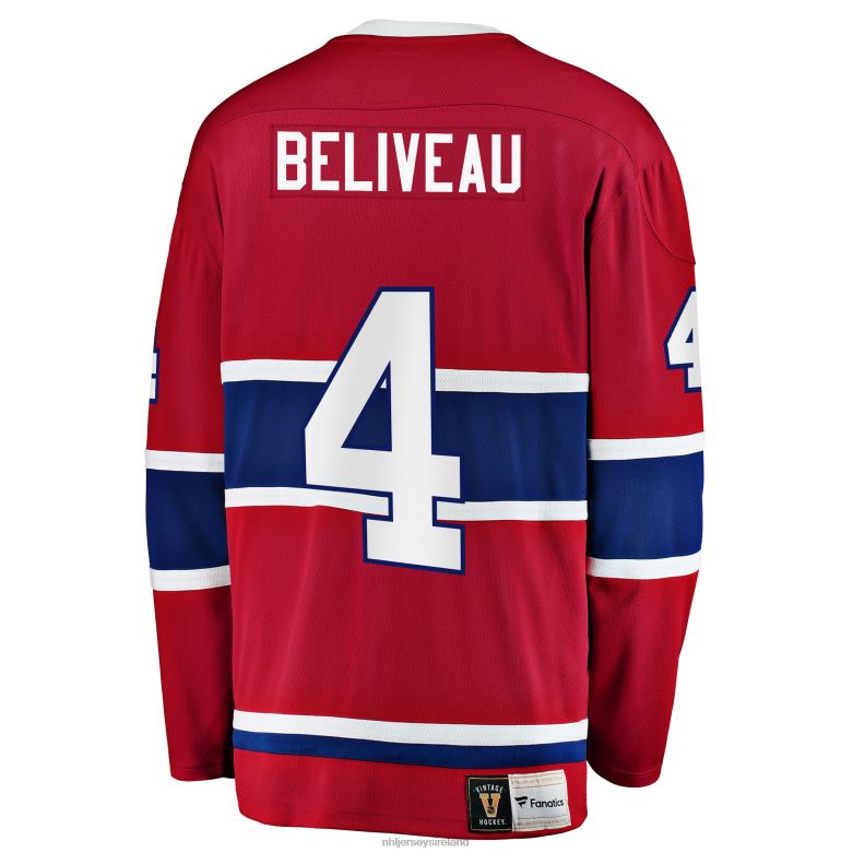 NHL Men Montreal Canadiens Jean Beliveau Fanatics Branded Red Premier Breakaway Retired Player Jersey D002V1317 Clothing