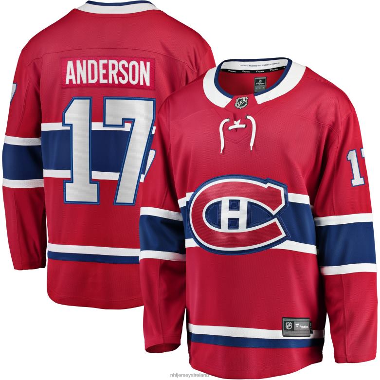 NHL Men Montreal Canadiens Josh Anderson Fanatics Branded Red Breakaway Player Jersey D002V1340 Clothing