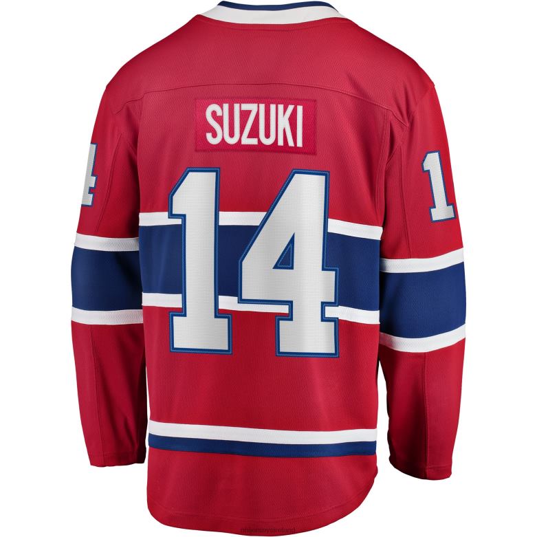 NHL Men Montreal Canadiens Nick Suzuki Fanatics Branded Red Home Captain Patch Breakaway Player Jersey D002V1024 Clothing