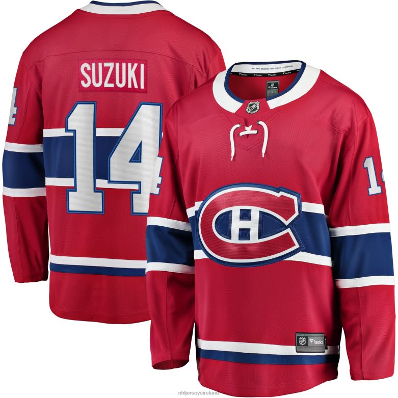 NHL Men Montreal Canadiens Nick Suzuki Fanatics Branded Red Home Premier Breakaway Player Jersey D002V1113 Clothing