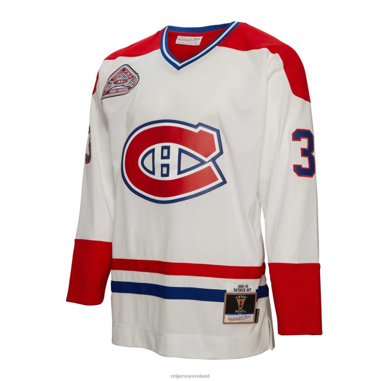NHL Men Montreal Canadiens Patrick Roy Mitchell  Ness White 1992 Blue Line Player Jersey D002V1000 Clothing