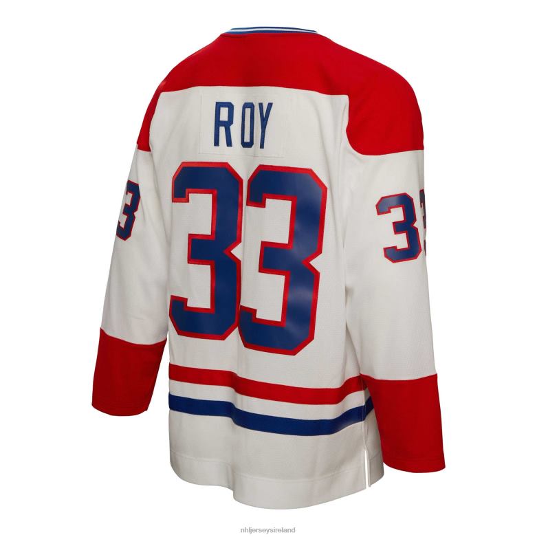 NHL Men Montreal Canadiens Patrick Roy Mitchell  Ness White 1992 Blue Line Player Jersey D002V1000 Clothing