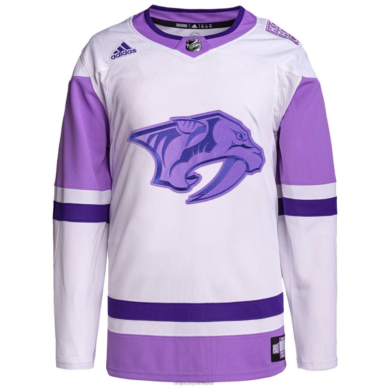 NHL Men Nashville Predators Adidas White/Purple Hockey Fights Cancer Primegreen Authentic Custom Jersey D002V2444 Clothing