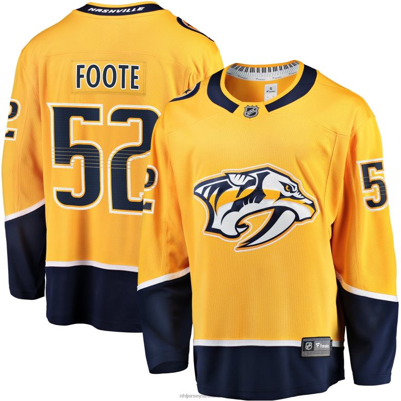 NHL Men Nashville Predators Cal Foote Fanatics Branded Gold Home Breakaway Jersey D002V1684 Clothing