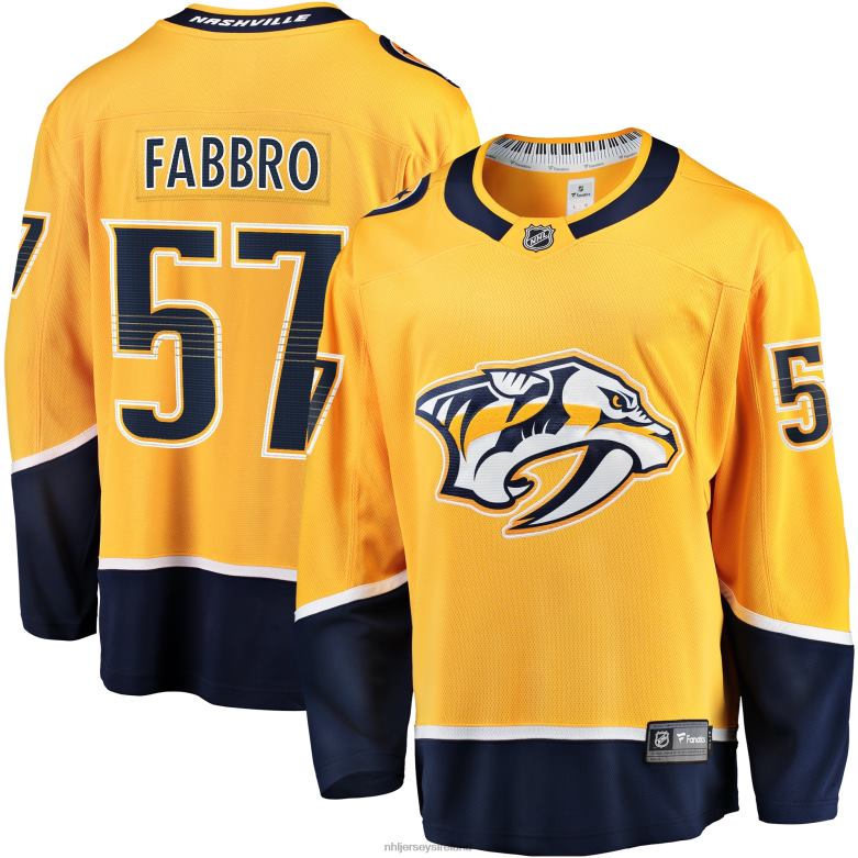 NHL Men Nashville Predators Dante Fabbro Fanatics Branded Gold Replica Player Jersey D002V2343 Clothing
