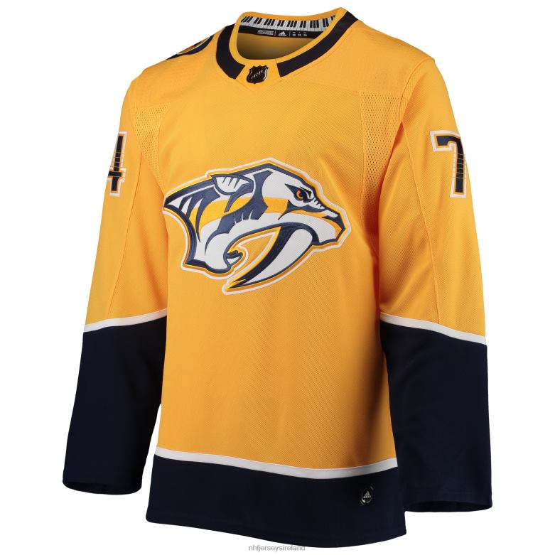 NHL Men Nashville Predators Juuse Saros Adidas Gold Home Authentic Player Jersey D002V790 Clothing