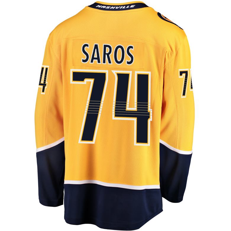 NHL Men Nashville Predators Juuse Saros Fanatics Branded Gold Breakaway Player Jersey D002V466 Clothing