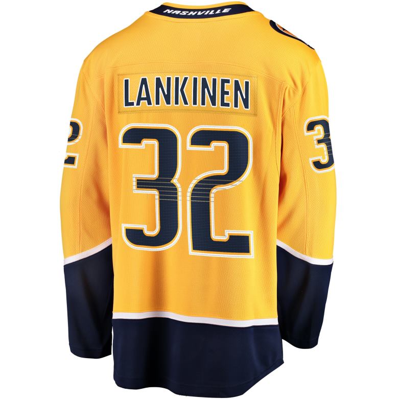 NHL Men Nashville Predators Kevin Lankinen Fanatics Branded Gold Home Breakaway Player Jersey D002V1866 Clothing