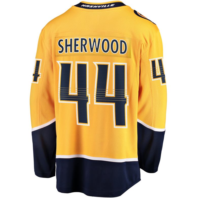 NHL Men Nashville Predators Kiefer Sherwood Fanatics Branded Gold Home Breakaway Player Jersey D002V1946 Clothing