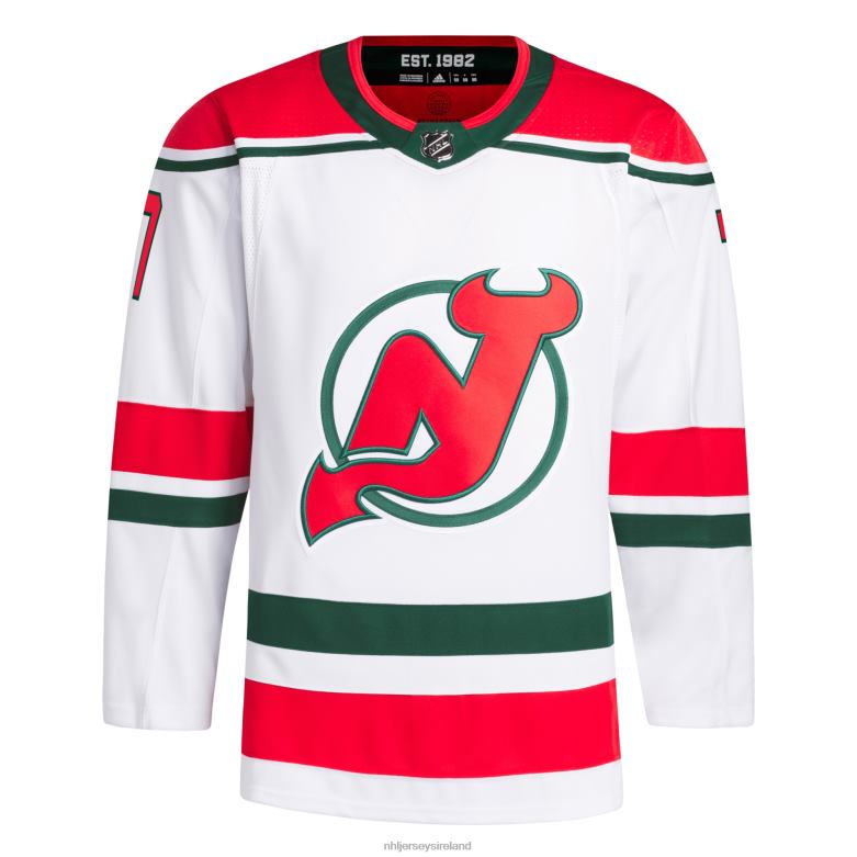 NHL Men New Jersey Devils Dougie Hamilton Adidas White 2022/23 Heritage Primegreen Authentic Pro Jersey D002V200 Clothing