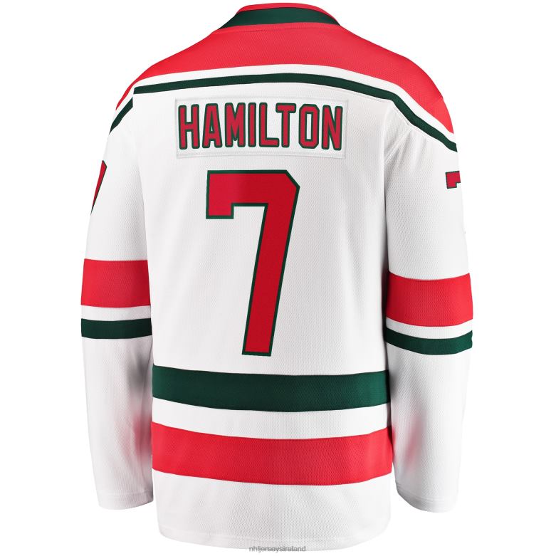 NHL Men New Jersey Devils Dougie Hamilton Fanatics Branded White 2022/23 Heritage Premier Breakaway Jersey D002V651 Clothing