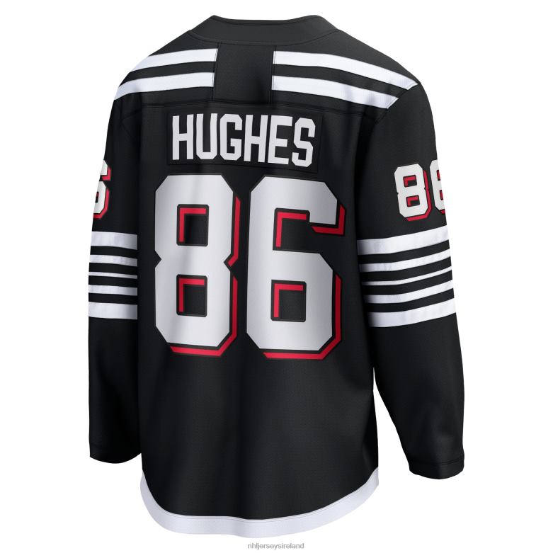 NHL Men New Jersey Devils Jack Hughes Fanatics Branded Black Alternate Premier Breakaway Player Jersey D002V7 Clothing