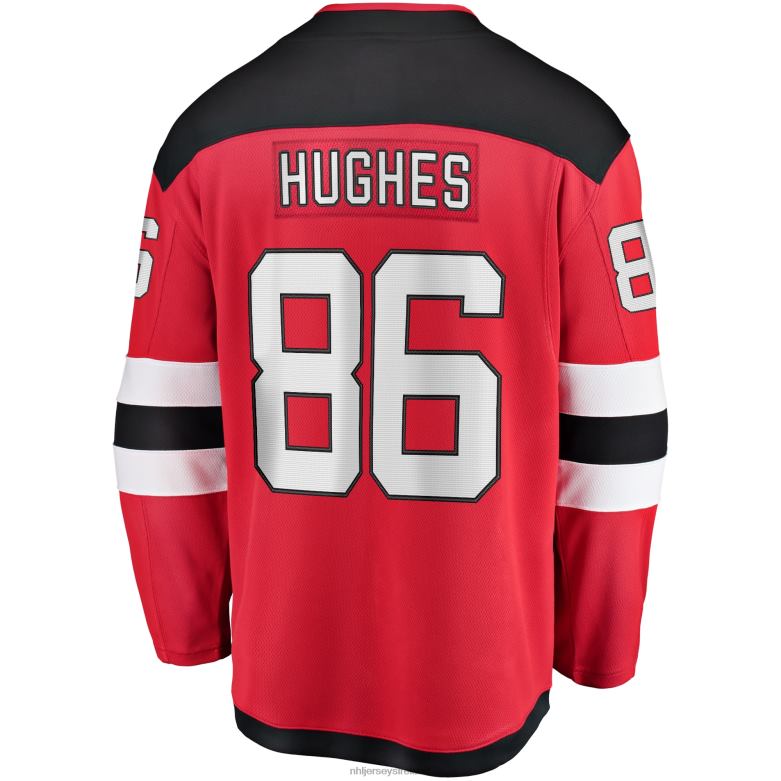 NHL Men New Jersey Devils Jack Hughes Fanatics Branded Red Breakaway Player Jersey D002V411 Clothing