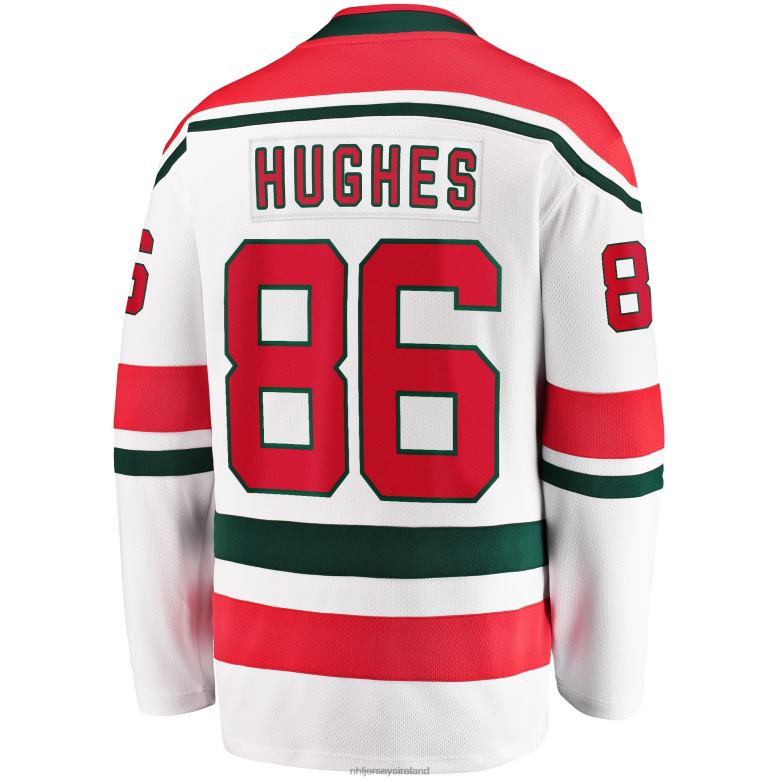 NHL Men New Jersey Devils Jack Hughes Fanatics Branded White 2022/23 Heritage Premier Breakaway Jersey D002V63 Clothing