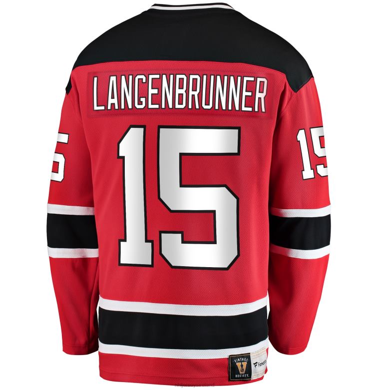 NHL Men New Jersey Devils Jamie Langenbrunner Fanatics Branded Red Premier Breakaway Retired Player Jersey D002V838 Clothing