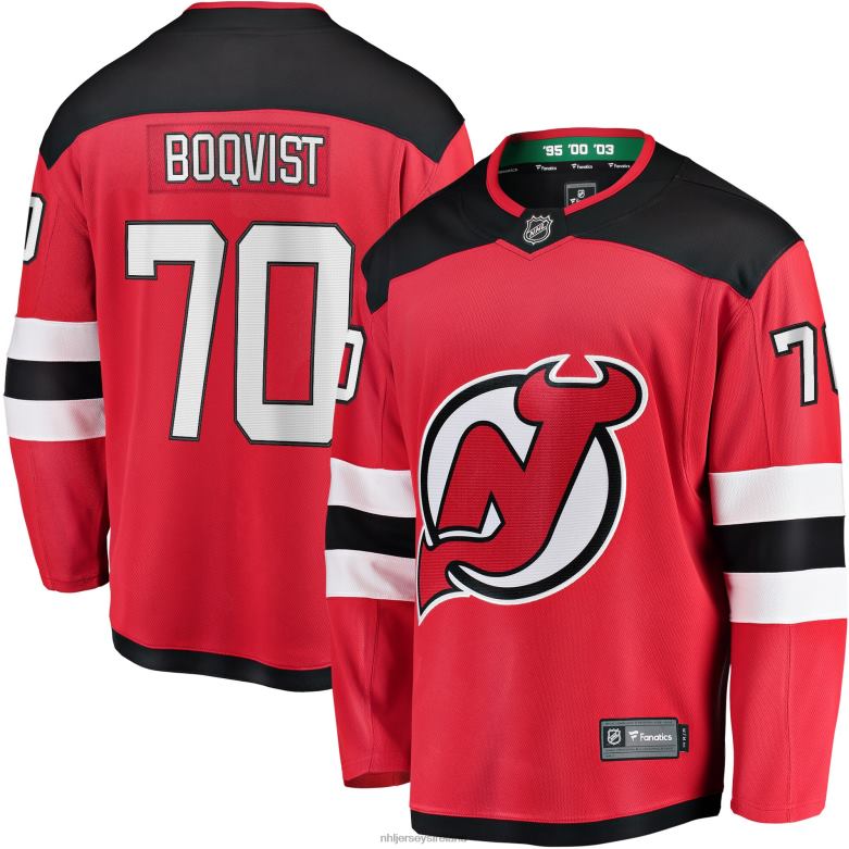 NHL Men New Jersey Devils Jesper Boqvist Fanatics Branded Red Home Breakaway Player Jersey D002V1818 Clothing