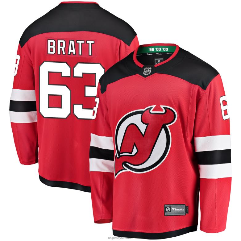 NHL Men New Jersey Devils Jesper Bratt Fanatics Branded Red Home Breakaway Player Jersey D002V808 Clothing