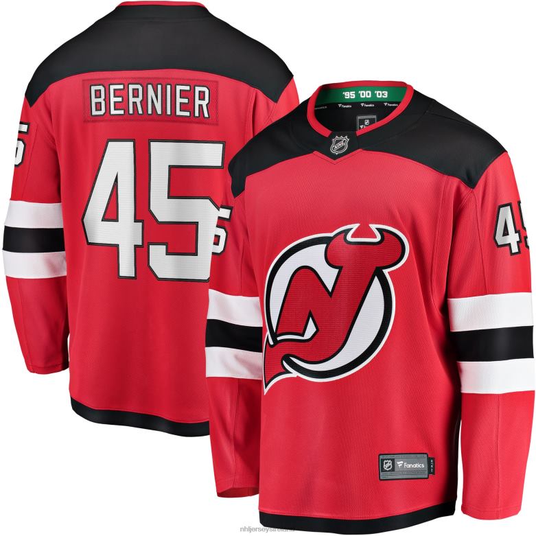 NHL Men New Jersey Devils Jonathan Bernier Fanatics Branded Red Breakaway Player Jersey D002V2318 Clothing