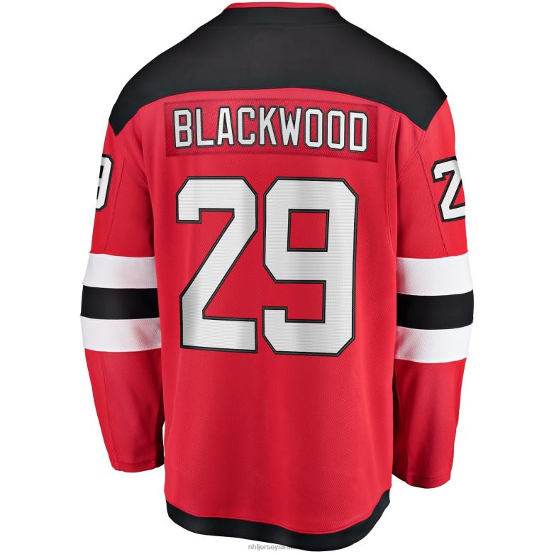NHL Men New Jersey Devils Mackenzie Blackwood Fanatics Branded Red Home Breakaway Jersey D002V1737 Clothing