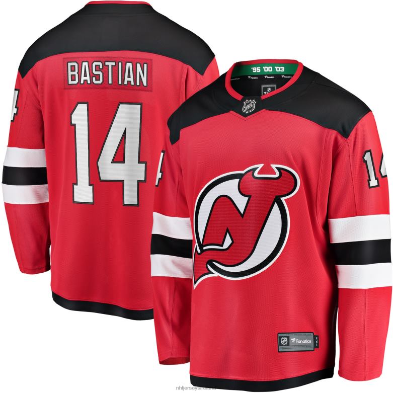 NHL Men New Jersey Devils Nathan Bastian Fanatics Branded Red Home Breakaway Player Jersey D002V2213 Clothing