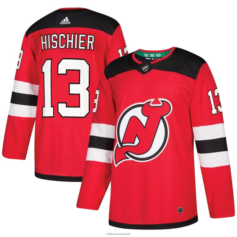 NHL Men New Jersey Devils Nico Hischier Adidas Red Authentic Player Jersey D002V1298 Clothing