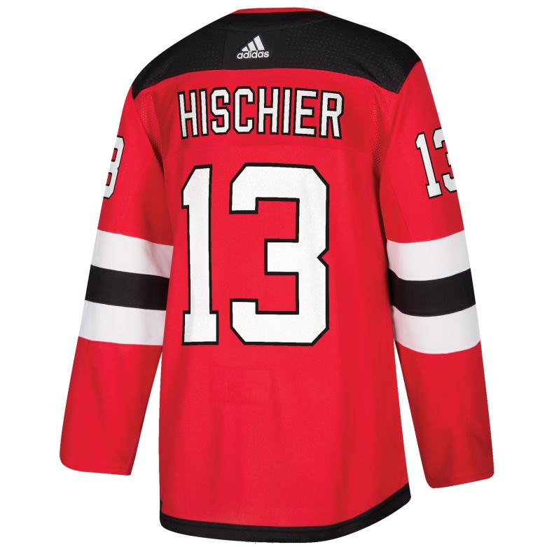 NHL Men New Jersey Devils Nico Hischier Adidas Red Authentic Player Jersey D002V1298 Clothing