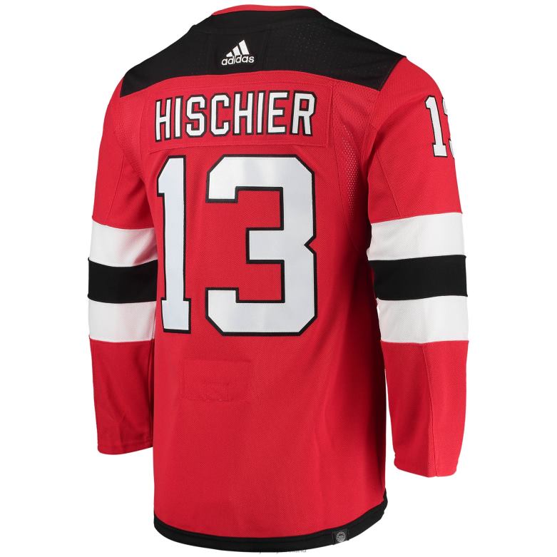 NHL Men New Jersey Devils Nico Hischier Adidas Red Home Captain Patch Primegreen Authentic Pro Player Jersey D002V65 Clothing