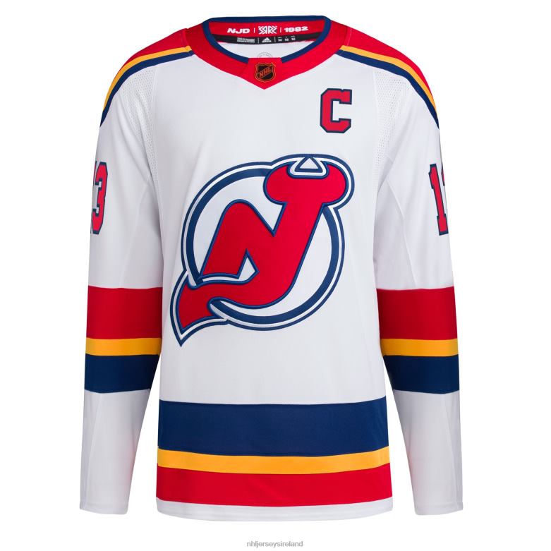 NHL Men New Jersey Devils Nico Hischier Adidas White Reverse Retro 20 Authentic Player Jersey D002V1183 Clothing