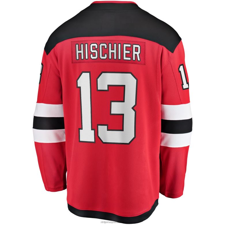 NHL Men New Jersey Devils Nico Hischier Fanatics Branded Red Captain Patch Home Breakaway Jersey D002V1137 Clothing