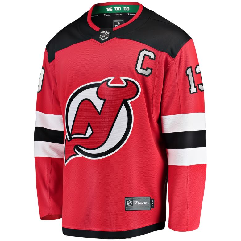 NHL Men New Jersey Devils Nico Hischier Fanatics Branded Red Home Premier Breakaway Player Jersey D002V24 Clothing