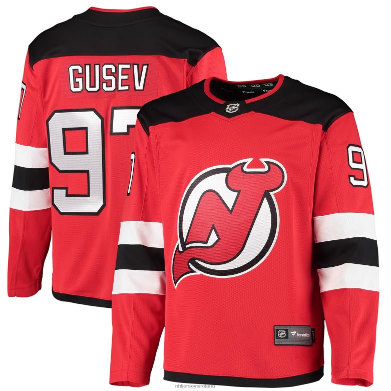NHL Men New Jersey Devils Nikita Gusev Fanatics Branded Red 2020/21 Home Breakaway Player Jersey D002V1561 Clothing