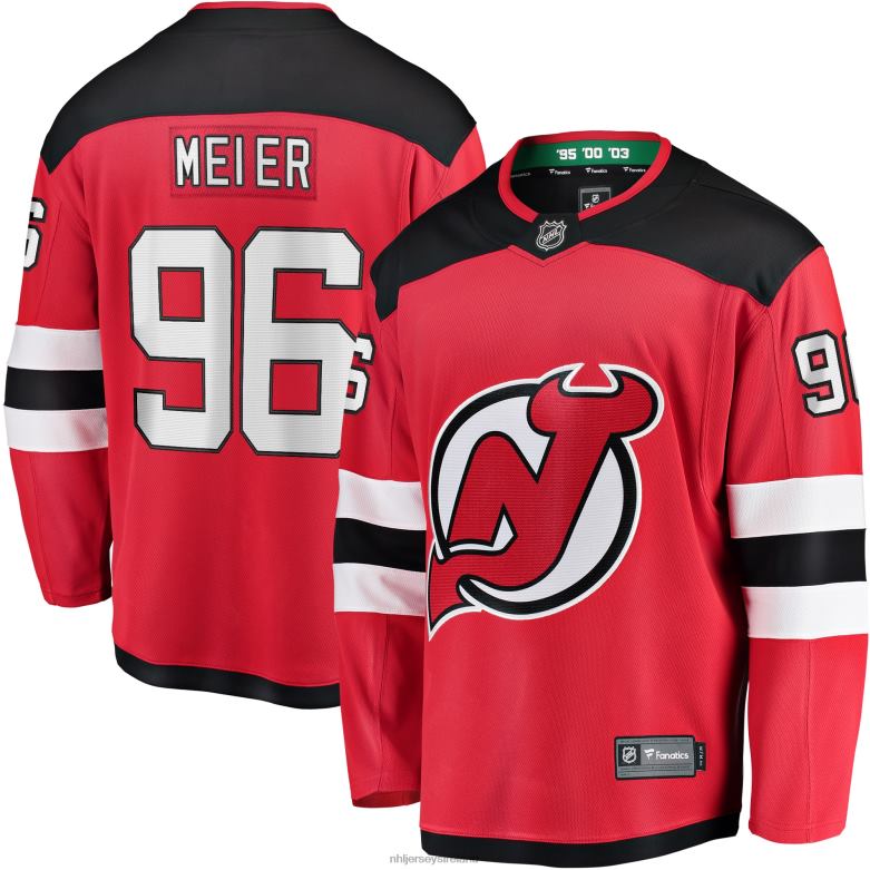 NHL Men New Jersey Devils Timo Meier Fanatics Branded Red Home Breakaway Jersey D002V785 Clothing