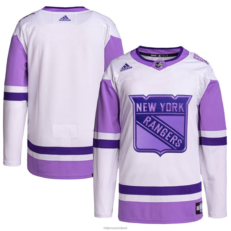 NHL Men New York Rangers Adidas White/Purple Hockey Fights Cancer Primegreen Authentic Blank Practice Jersey D002V1291 Clothing