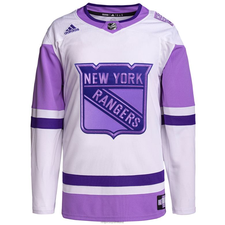 NHL Men New York Rangers Adidas White/Purple Hockey Fights Cancer Primegreen Authentic Blank Practice Jersey D002V1291 Clothing