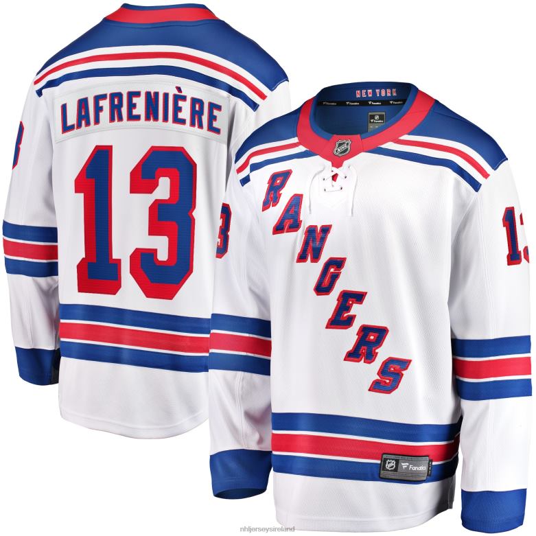 NHL Men New York Rangers Alexis Lafreniere Fanatics Branded White Away Premier Breakaway Player Jersey D002V225 Clothing