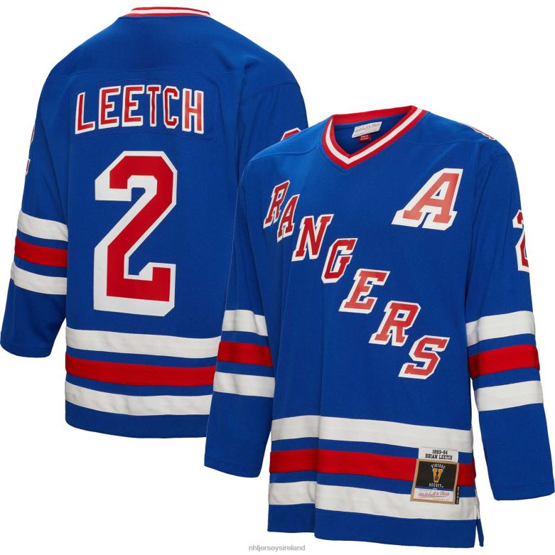 NHL Men New York Rangers Brian Leetch Mitchell  Ness Blue 1993 Blue Line Player Jersey D002V635 Clothing