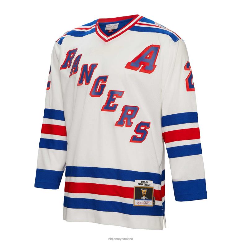 NHL Men New York Rangers Brian Leetch Mitchell  Ness White 1993 Blue Line Player Jersey D002V721 Clothing