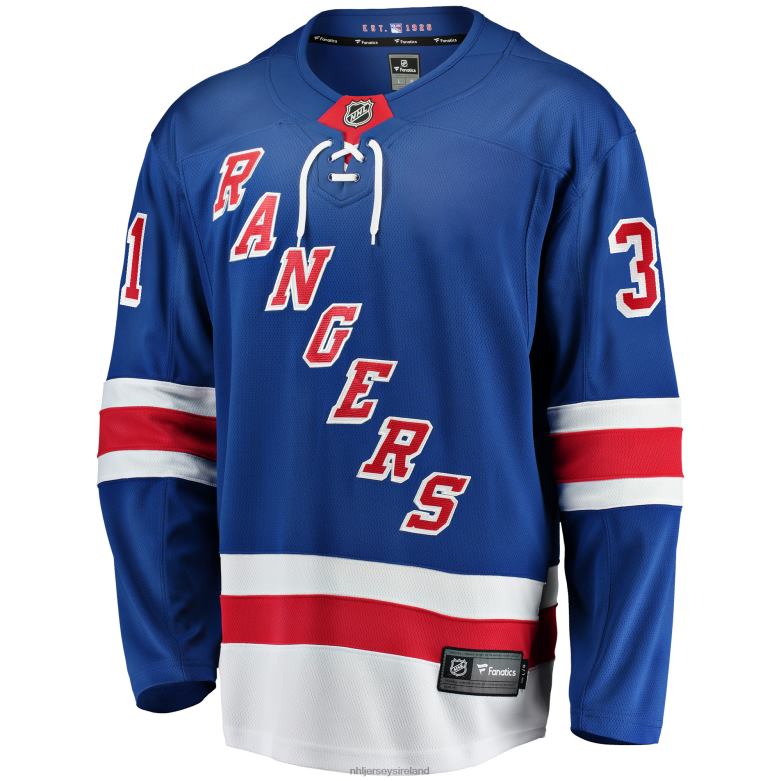 NHL Men New York Rangers Igor Shesterkin Fanatics Branded Blue Home Premier Breakaway Player Jersey D002V13 Clothing