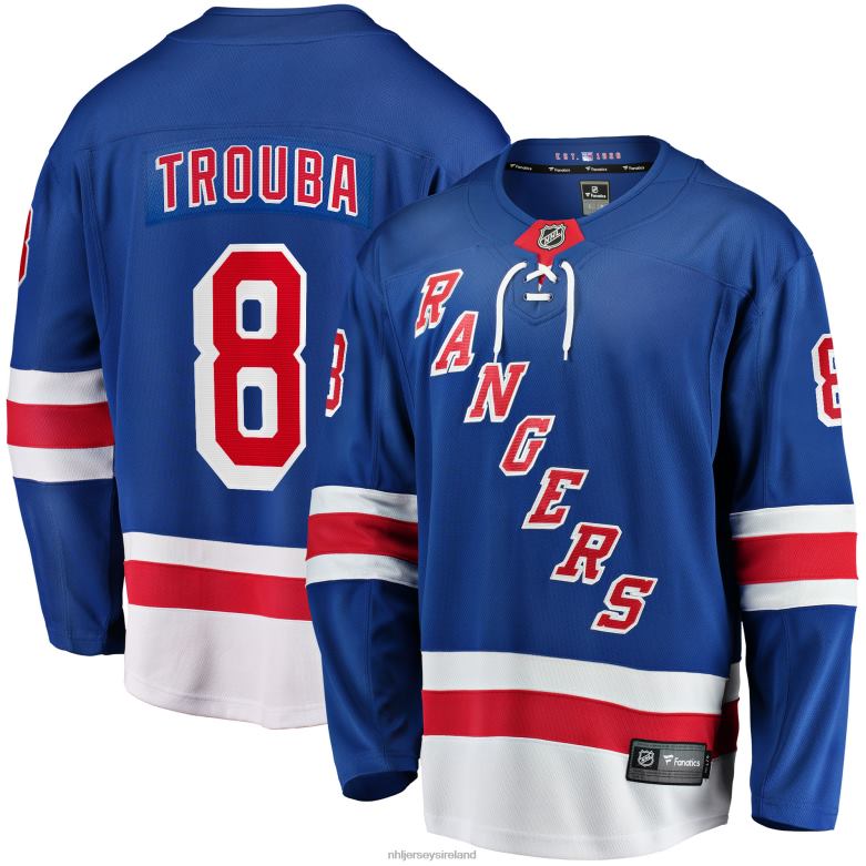 NHL Men New York Rangers Jacob Trouba Fanatics Branded Blue Home Breakaway Jersey D002V333 Clothing