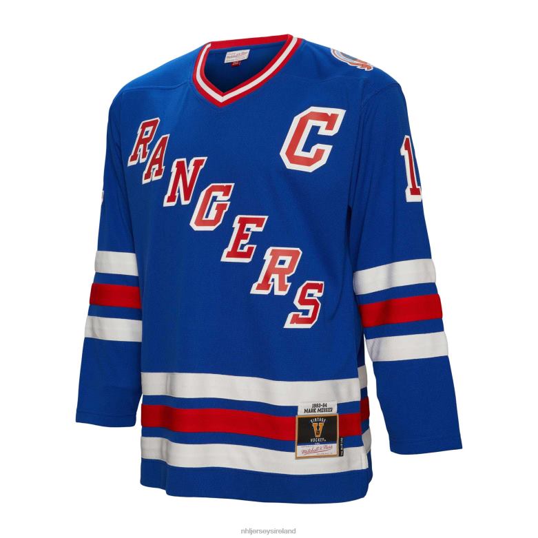 NHL Men New York Rangers Mark Messier Mitchell  Ness Blue 1993 Blue Line Player Jersey D002V455 Clothing