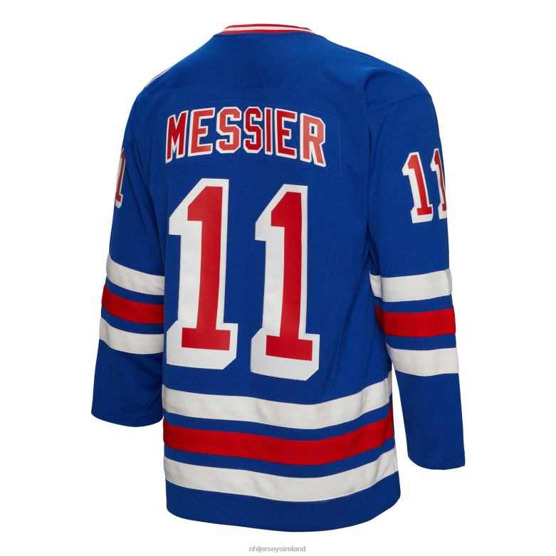 NHL Men New York Rangers Mark Messier Mitchell  Ness Blue 1993 Blue Line Player Jersey D002V455 Clothing