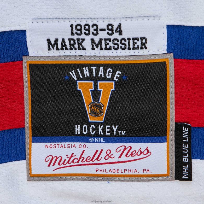 NHL Men New York Rangers Mark Messier Mitchell  Ness Blue 1993 Blue Line Player Jersey D002V455 Clothing