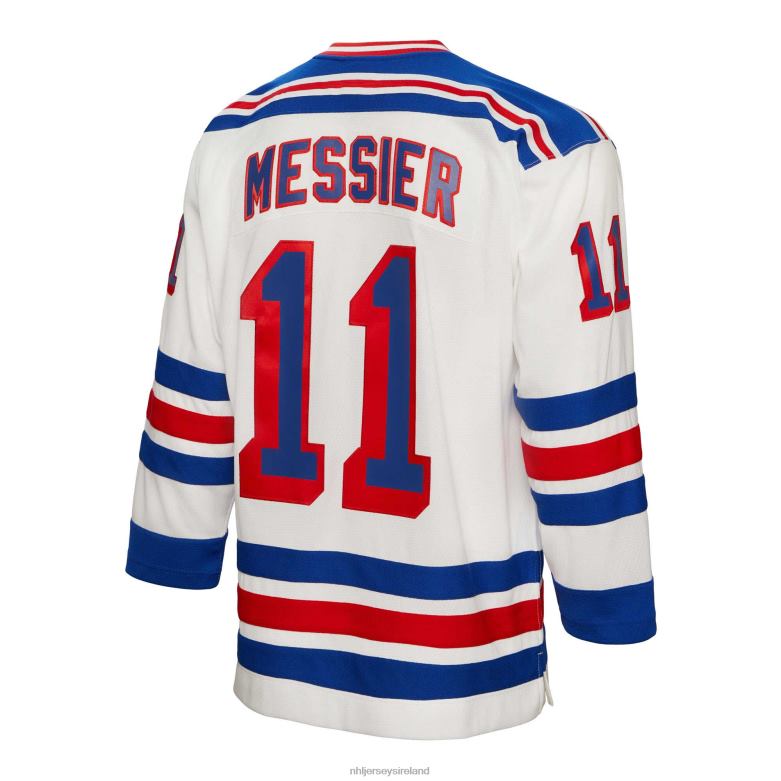 NHL Men New York Rangers Mark Messier Mitchell  Ness White 1993 Blue Line Player Jersey D002V248 Clothing