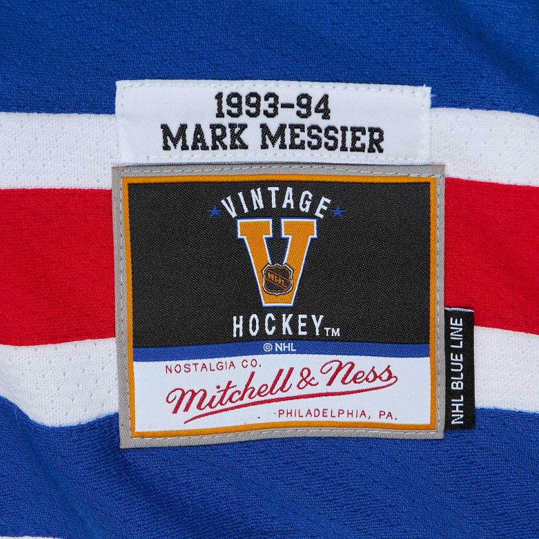 NHL Men New York Rangers Mark Messier Mitchell  Ness White 1993 Blue Line Player Jersey D002V248 Clothing